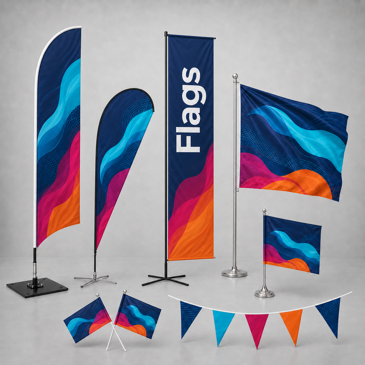 different types of custom flags
